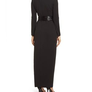 Worn once. Size 0 Eliza J Long sleeve tuxedo gown